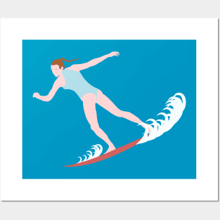 Surfing Brunette Posters and Art